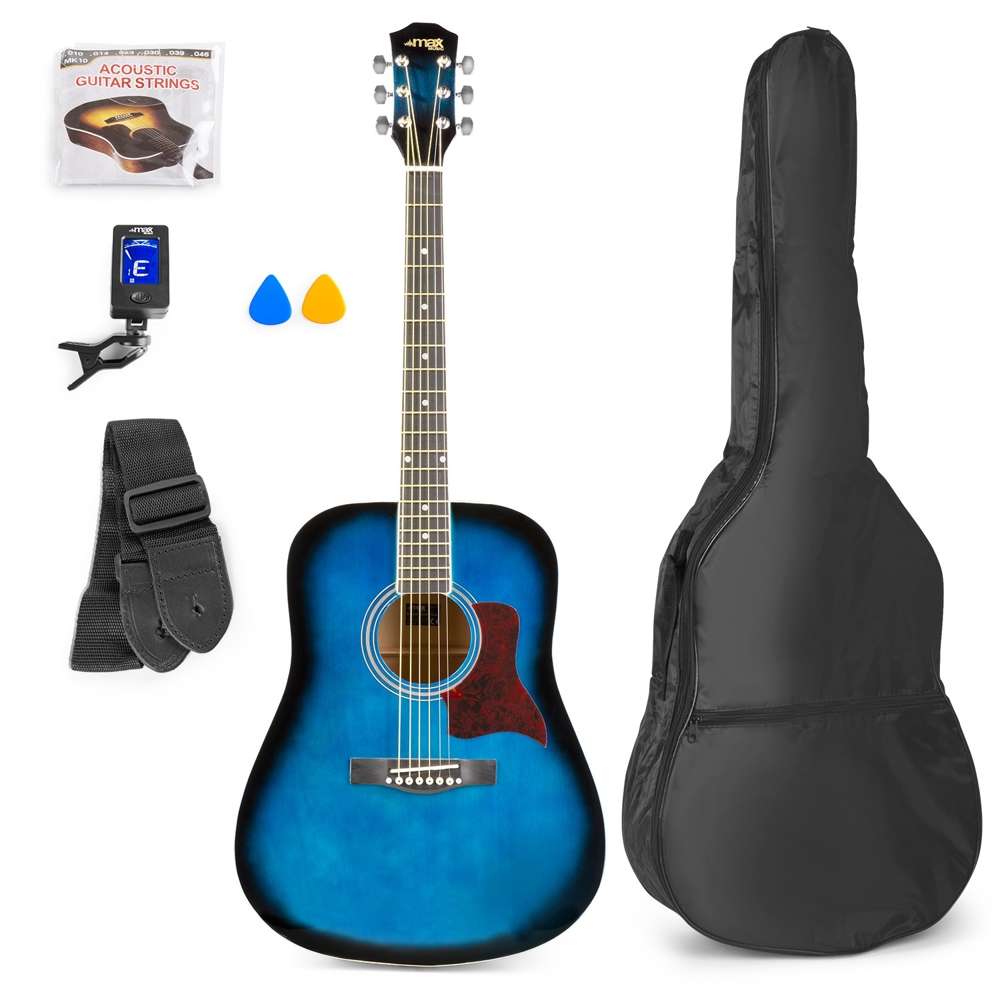  Zestaw Max Solojam Western Gitara akustyczna+ akcesoria/ niebieska