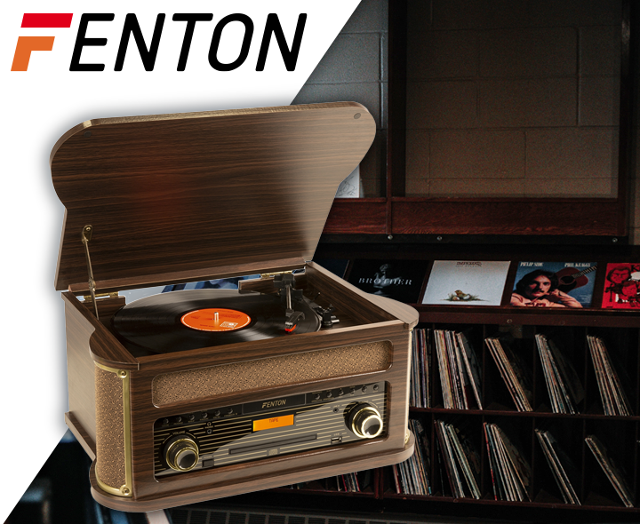 Gramofon Memphis Fenton BT CD DAB+ FM USB brązowy+ winyl gratis