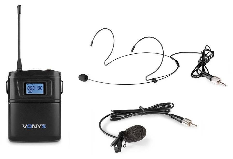 Mikrofon nagłowny lavalier + bodypack Vonyx WM60B