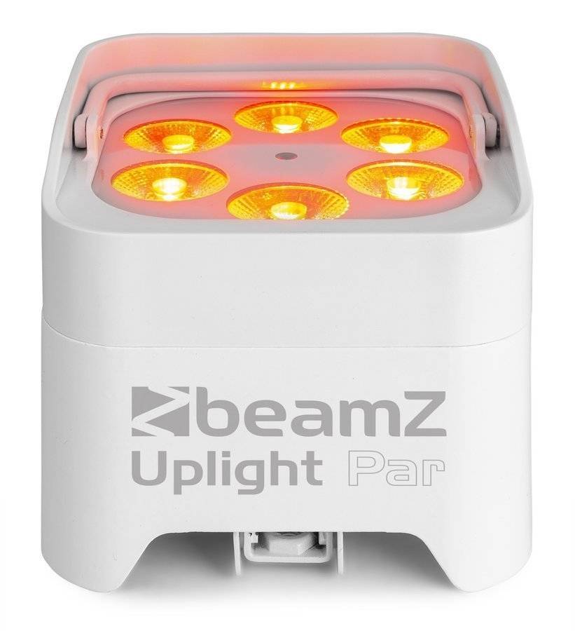 Oświetlacz akumulatorowy LED Uplight Par 6x12W RGBWA-UV z bezprzewodowym DMX - BIAŁY i osłona przeciwdeszczowa