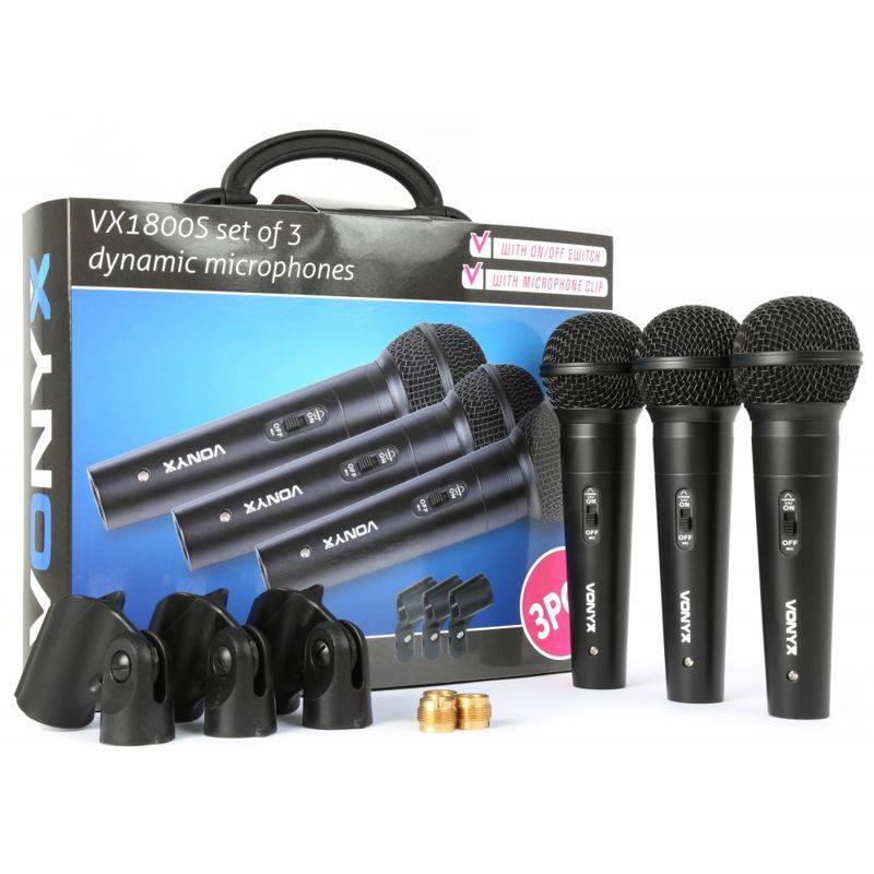 Zestaw trzech mikrofonów dynamicznych Vonyx VX1800S 